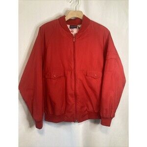 VTG Izod Club Jacket Mens M Red Zip Golf Lined Bomber 80s 90s Preppy Old Money